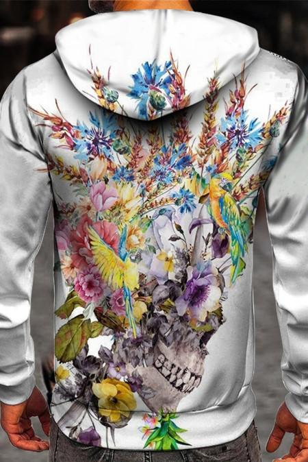 Men Comfort Polyester Loose Print Hoodie