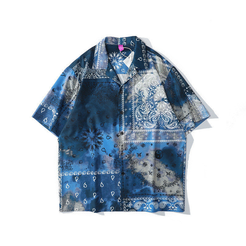 Retro Hawaiian Shirts Men And Women Couples Street Short-sleeved Shirts