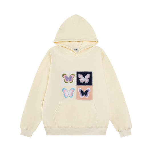 Butterfly Patch Embroidered Hoodie Men