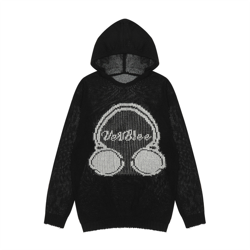 Personalized Patterns Jacquard Earphone Hoodie Men