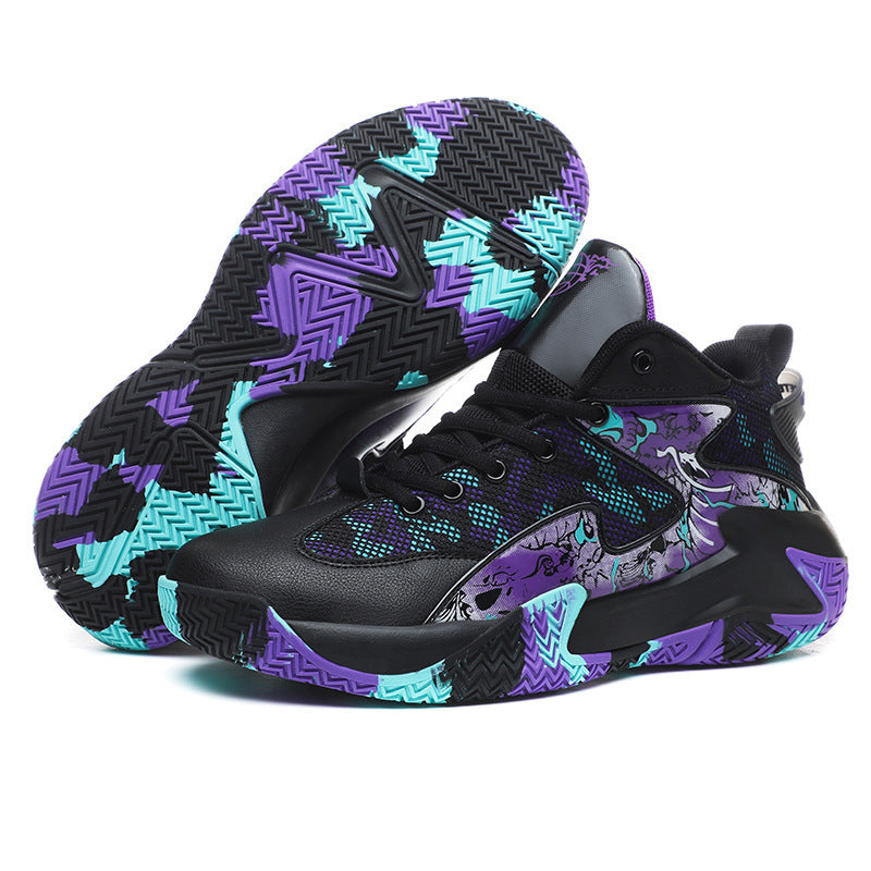 New Basketball Shoe Graffiti Rubber Breathable High Top Comfortable Men